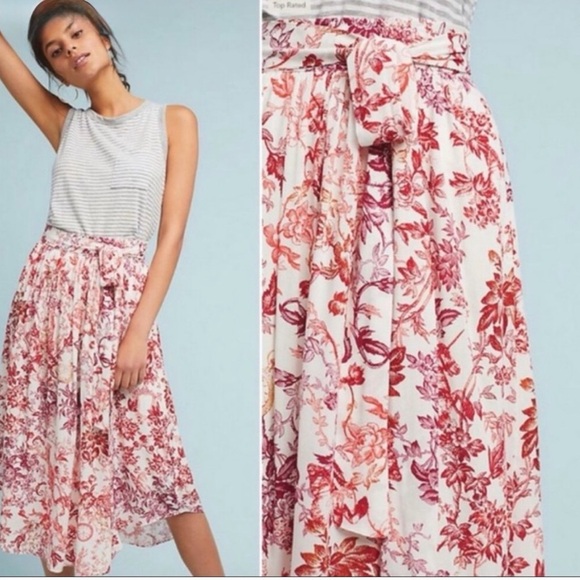 Dresses & Skirts - Anthropologie Maeve Red Midi Skirt - Size XS - NWT